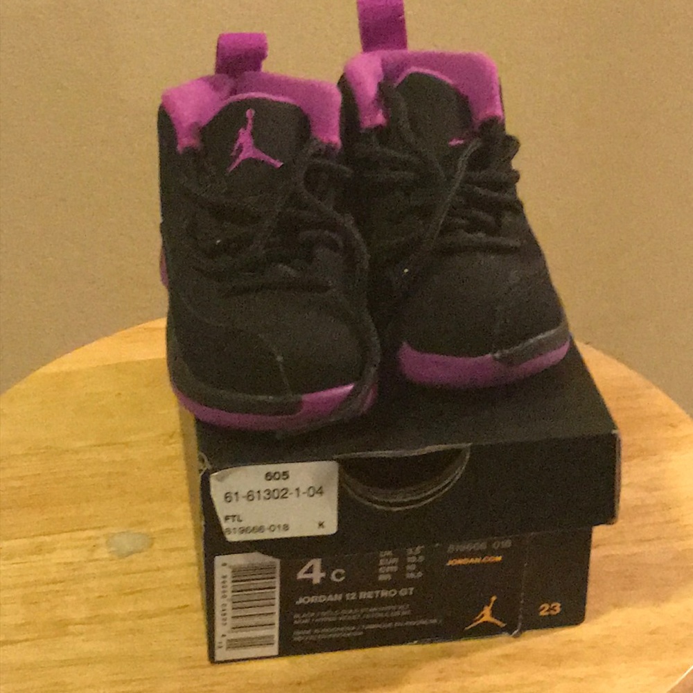 Jordan Retro 12 GT Black & Violet Toddler Sneakers